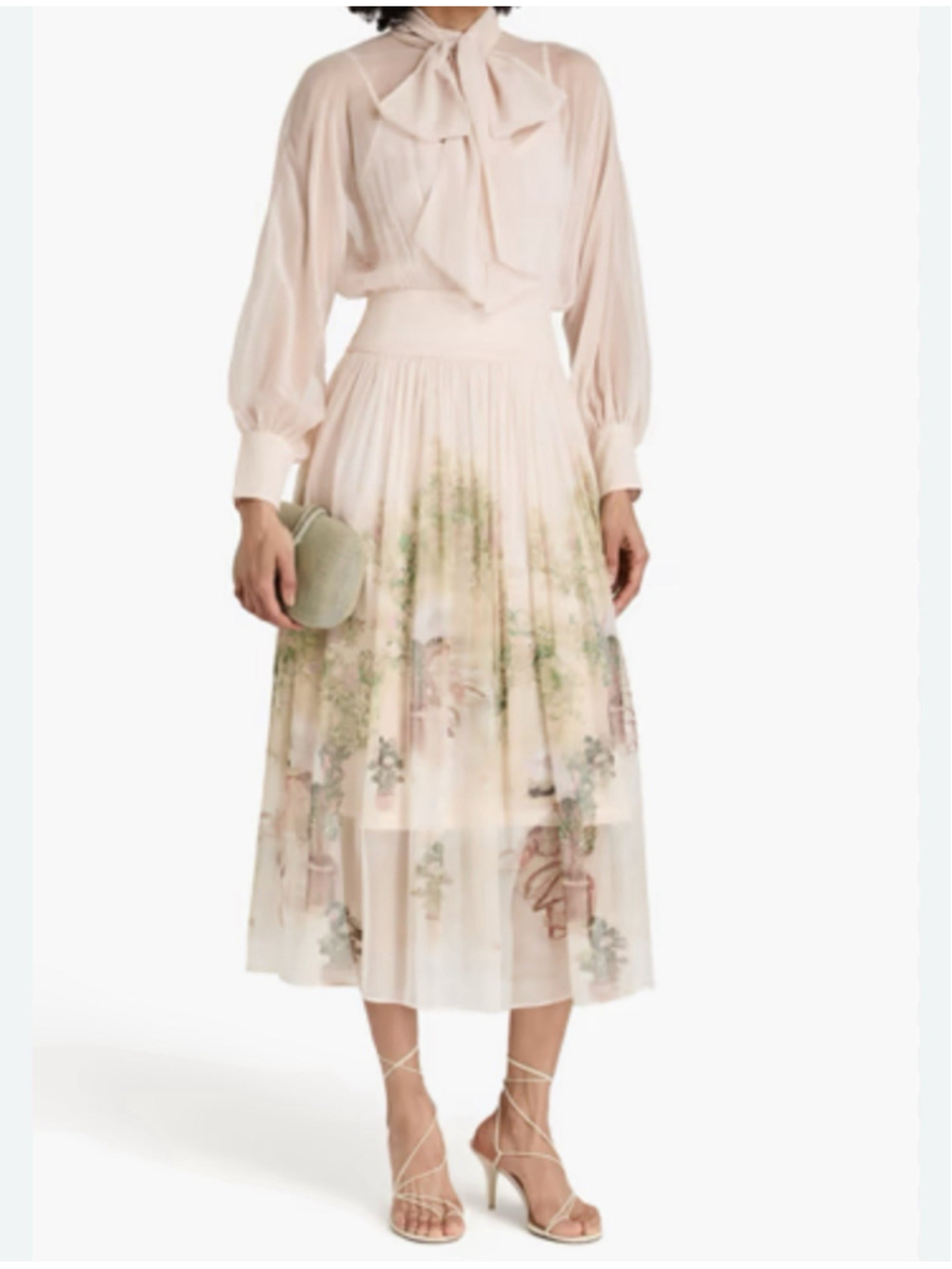 Zimmermann Belted Floral Print Chiffon Maxi Dress Powder Size 2 - Picture 3 of 16